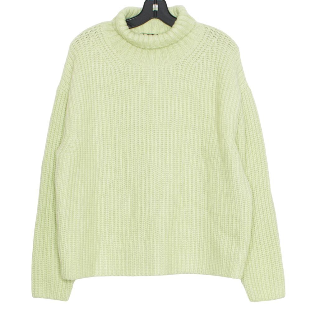 NWT Ann Taylor Sweater Turtleneck Minimalist Cottage Ribbed Cozy Green Large